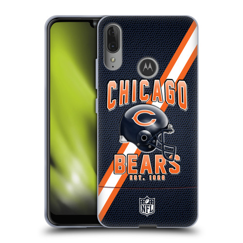 NFL Chicago Bears Logo Art Football Stripes Soft Gel Case for Motorola Moto E6 Plus