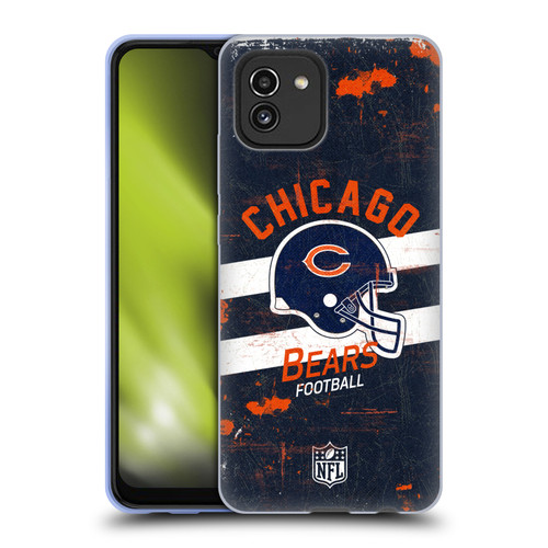 NFL Chicago Bears Logo Art Helmet Distressed Soft Gel Case for Samsung Galaxy A03 (2021)