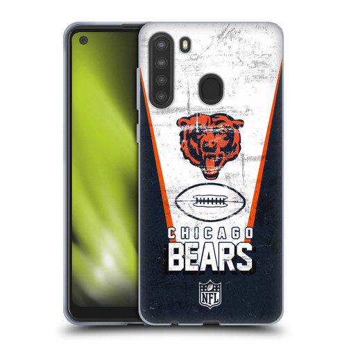 NFL Chicago Bears Logo Art Banner Soft Gel Case for Samsung Galaxy A21 (2020)