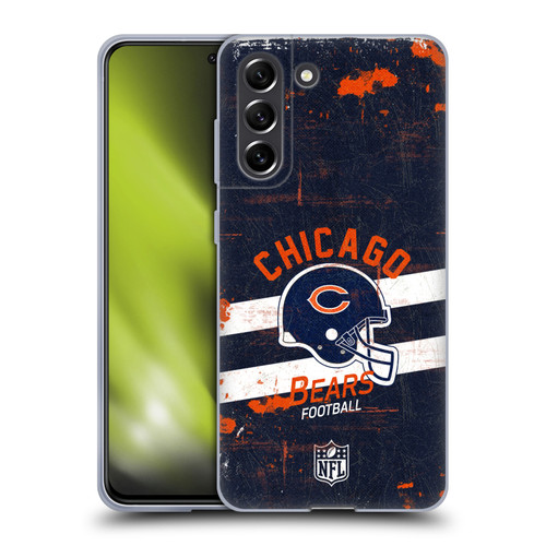 NFL Chicago Bears Logo Art Helmet Distressed Soft Gel Case for Samsung Galaxy S21 FE 5G