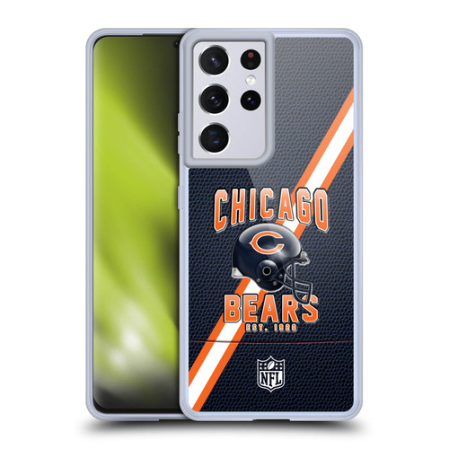 NFL Chicago Bears Logo Art Football Stripes Soft Gel Case for Samsung Galaxy S21 Ultra 5G