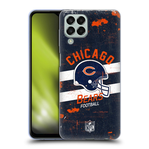 NFL Chicago Bears Logo Art Helmet Distressed Soft Gel Case for Samsung Galaxy M33 (2022)