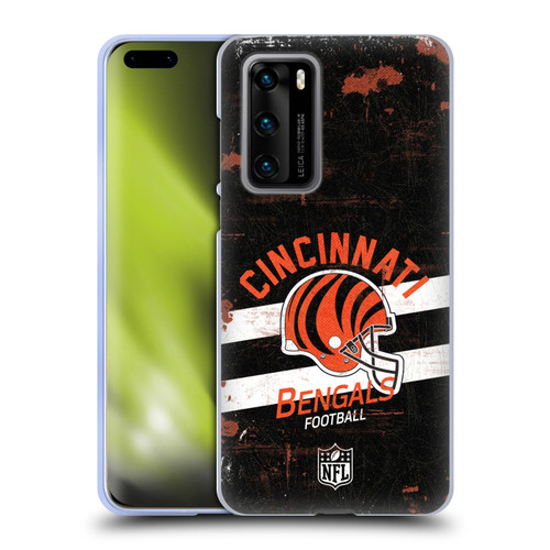 NFL Cincinnati Bengals Logo Art Helmet Distressed Soft Gel Case for Huawei P40 5G