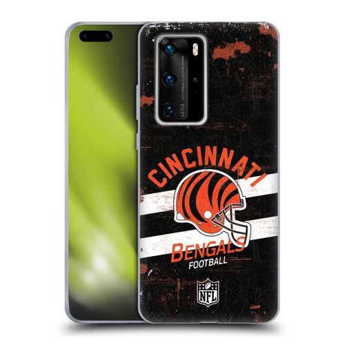 NFL Cincinnati Bengals Logo Art Helmet Distressed Soft Gel Case for Huawei P40 Pro / P40 Pro Plus 5G
