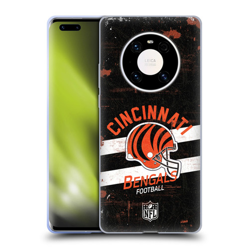 NFL Cincinnati Bengals Logo Art Helmet Distressed Soft Gel Case for Huawei Mate 40 Pro 5G