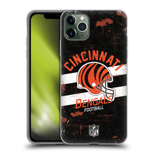 NFL Cincinnati Bengals Logo Art Helmet Distressed Soft Gel Case for Apple iPhone 11 Pro Max