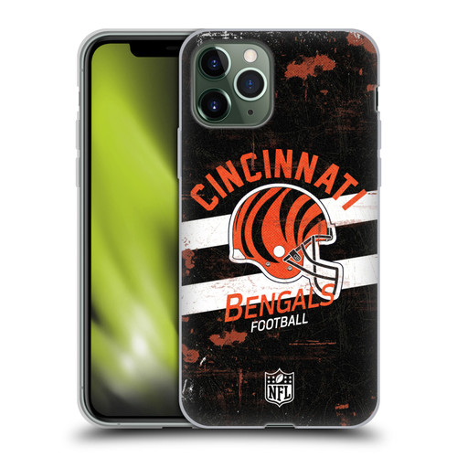 NFL Cincinnati Bengals Logo Art Helmet Distressed Soft Gel Case for Apple iPhone 11 Pro