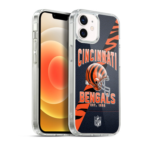 NFL Cincinnati Bengals Logo Art Football Stripes Soft Gel Case for Apple iPhone 12 / iPhone 12 Pro & MagSafe