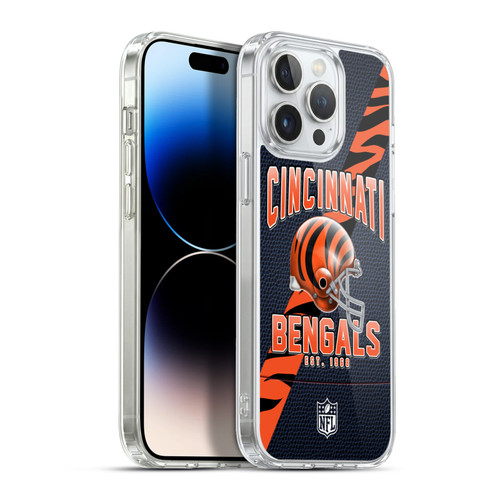 NFL Cincinnati Bengals Logo Art Football Stripes Soft Gel Case for Apple iPhone 13 Pro Max & MagSafe