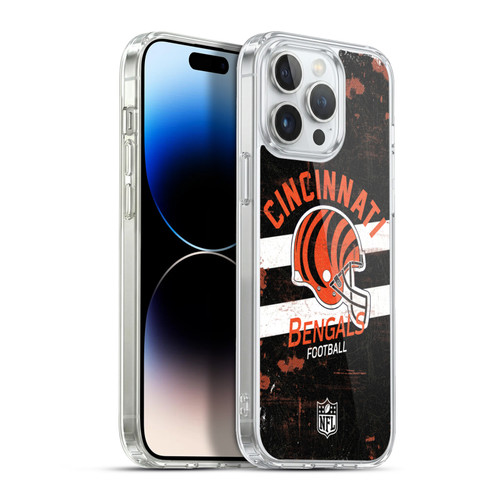 NFL Cincinnati Bengals Logo Art Helmet Distressed Soft Gel Case for Apple iPhone 13 Pro Max & MagSafe