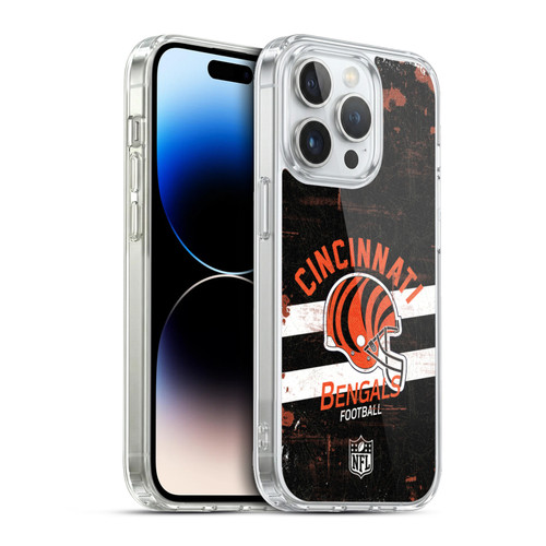NFL Cincinnati Bengals Logo Art Helmet Distressed Soft Gel Case for Apple iPhone 13 Pro & MagSafe