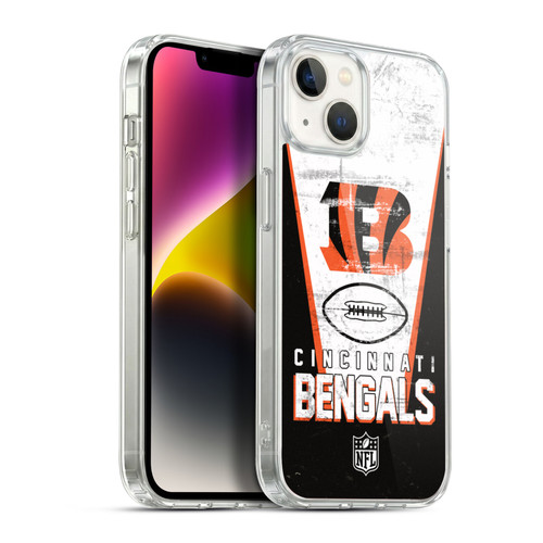 NFL Cincinnati Bengals Logo Art Banner Soft Gel Case for Apple iPhone 14 Plus & MagSafe
