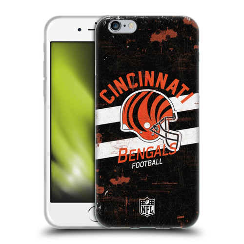 NFL Cincinnati Bengals Logo Art Helmet Distressed Soft Gel Case for Apple iPhone 6 / iPhone 6s