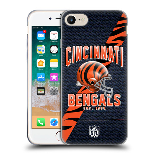 NFL Cincinnati Bengals Logo Art Football Stripes Soft Gel Case for Apple iPhone 7 / 8 / SE 2020 & 2022