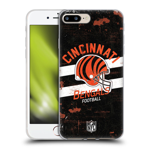 NFL Cincinnati Bengals Logo Art Helmet Distressed Soft Gel Case for Apple iPhone 7 Plus / iPhone 8 Plus