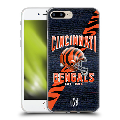 NFL Cincinnati Bengals Logo Art Football Stripes Soft Gel Case for Apple iPhone 7 Plus / iPhone 8 Plus