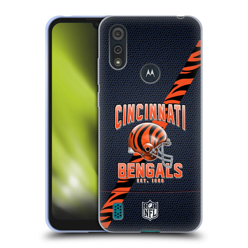 NFL Cincinnati Bengals Logo Art Football Stripes Soft Gel Case for Motorola Moto E6s (2020)