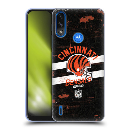 NFL Cincinnati Bengals Logo Art Helmet Distressed Soft Gel Case for Motorola Moto E7 Power / Moto E7i Power