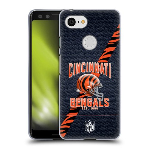 NFL Cincinnati Bengals Logo Art Football Stripes Soft Gel Case for Google Pixel 3