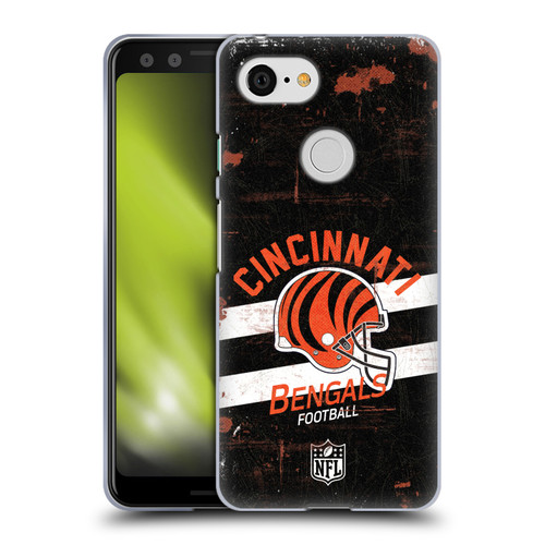 NFL Cincinnati Bengals Logo Art Helmet Distressed Soft Gel Case for Google Pixel 3