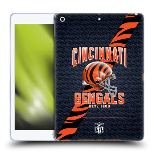 NFL Cincinnati Bengals Logo Art Football Stripes Soft Gel Case for Apple iPad 10.2 2019/2020/2021