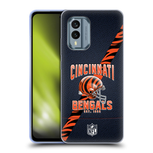 NFL Cincinnati Bengals Logo Art Football Stripes Soft Gel Case for Nokia X30