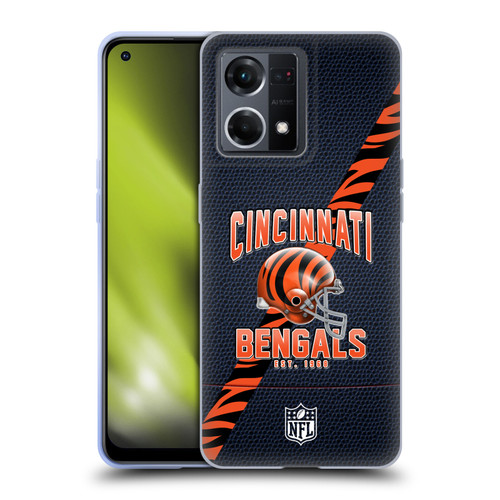 NFL Cincinnati Bengals Logo Art Football Stripes Soft Gel Case for OPPO Reno8 4G