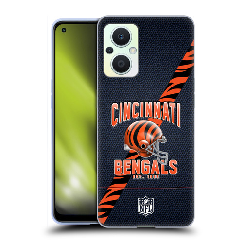 NFL Cincinnati Bengals Logo Art Football Stripes Soft Gel Case for OPPO Reno8 Lite