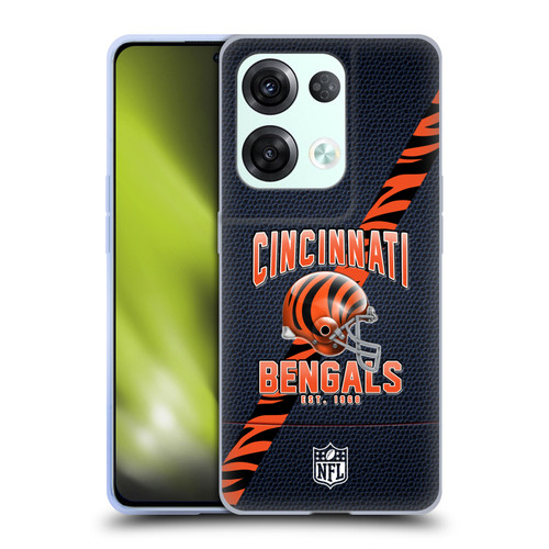 NFL Cincinnati Bengals Logo Art Football Stripes Soft Gel Case for OPPO Reno8 Pro
