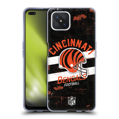 NFL Cincinnati Bengals Logo Art Helmet Distressed Soft Gel Case for OPPO Reno4 Z 5G