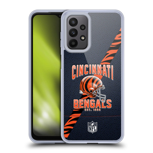 NFL Cincinnati Bengals Logo Art Football Stripes Soft Gel Case for Samsung Galaxy A23 / 5G (2022)
