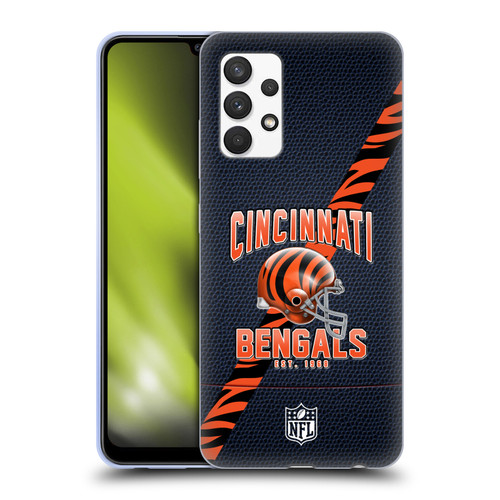 NFL Cincinnati Bengals Logo Art Football Stripes Soft Gel Case for Samsung Galaxy A32 (2021)