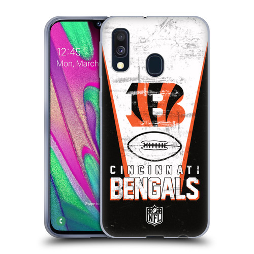 NFL Cincinnati Bengals Logo Art Banner Soft Gel Case for Samsung Galaxy A40 (2019)