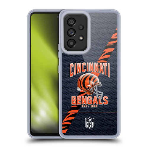 NFL Cincinnati Bengals Logo Art Football Stripes Soft Gel Case for Samsung Galaxy A53 5G (2022)