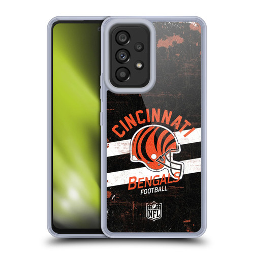 NFL Cincinnati Bengals Logo Art Helmet Distressed Soft Gel Case for Samsung Galaxy A53 5G (2022) NFL Cincinnati Bengals Logo Art Helmet Distressed Soft Gel Case for Samsung Galaxy A53 5G (2022)