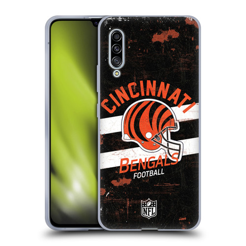 NFL Cincinnati Bengals Logo Art Helmet Distressed Soft Gel Case for Samsung Galaxy A90 5G (2019)