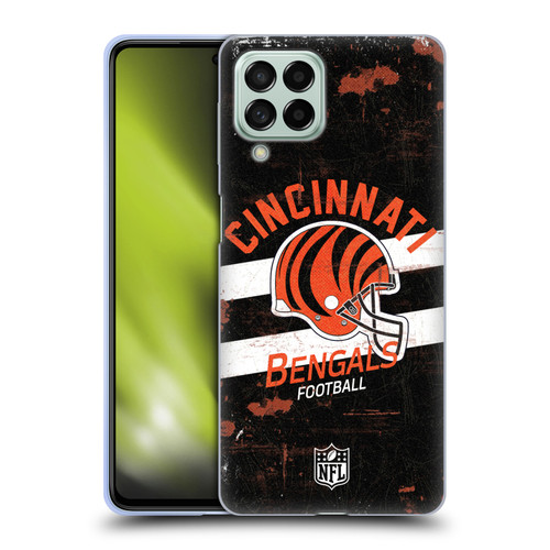 NFL Cincinnati Bengals Logo Art Helmet Distressed Soft Gel Case for Samsung Galaxy M53 (2022)