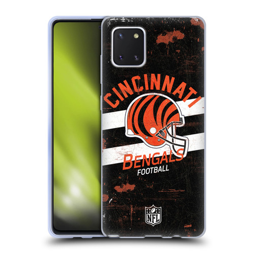 NFL Cincinnati Bengals Logo Art Helmet Distressed Soft Gel Case for Samsung Galaxy Note10 Lite