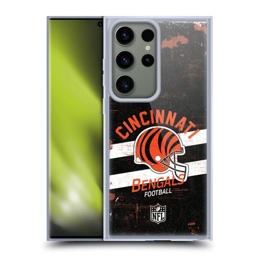 NFL Cincinnati Bengals Logo Art Helmet Distressed Soft Gel Case for Samsung Galaxy S23 Ultra 5G