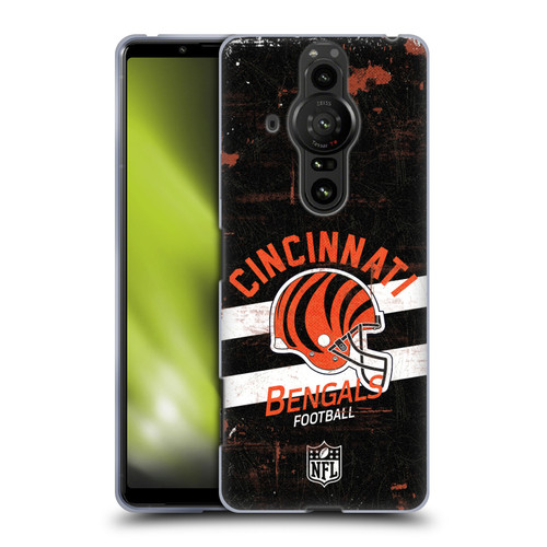 NFL Cincinnati Bengals Logo Art Helmet Distressed Soft Gel Case for Sony Xperia Pro-I