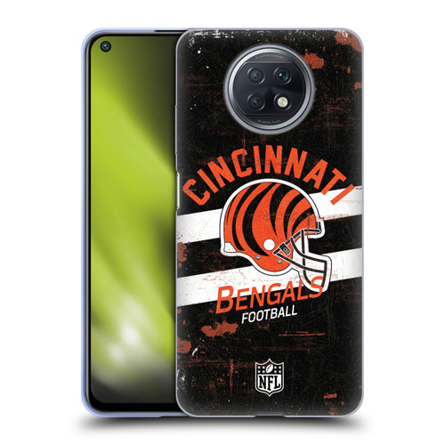 NFL Cincinnati Bengals Logo Art Helmet Distressed Soft Gel Case for Xiaomi Redmi Note 9T 5G