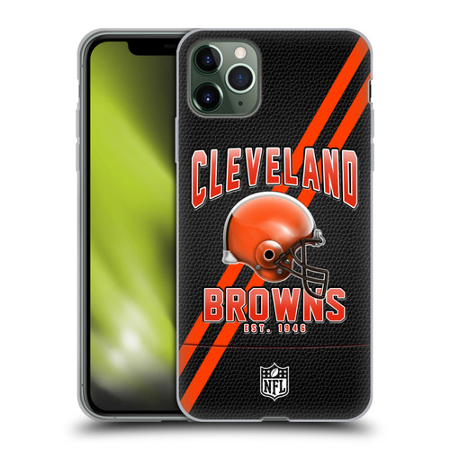 NFL Cleveland Browns Logo Art Football Stripes Soft Gel Case for Apple iPhone 11 Pro Max