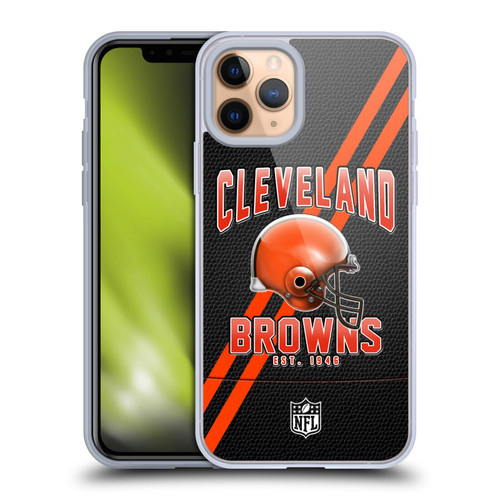 NFL Cleveland Browns Logo Art Football Stripes Soft Gel Case for Apple iPhone 11 Pro