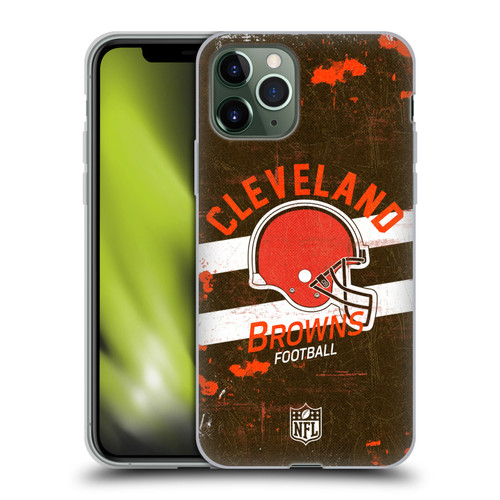 NFL Cleveland Browns Logo Art Helmet Distressed Soft Gel Case for Apple iPhone 11 Pro