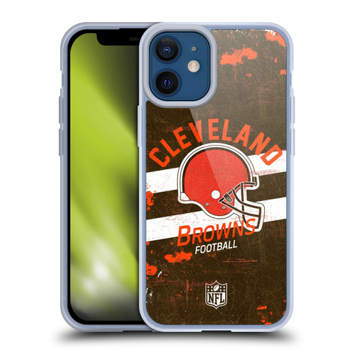 NFL Cleveland Browns Logo Art Helmet Distressed Soft Gel Case for Apple iPhone 12 Mini