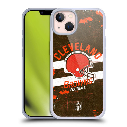 NFL Cleveland Browns Logo Art Helmet Distressed Soft Gel Case for Apple iPhone 13