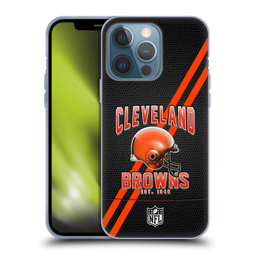 NFL Cleveland Browns Logo Art Football Stripes Soft Gel Case for Apple iPhone 13 Pro