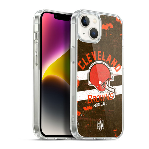 NFL Cleveland Browns Logo Art Helmet Distressed Soft Gel Case for Apple iPhone 14 Plus & MagSafe