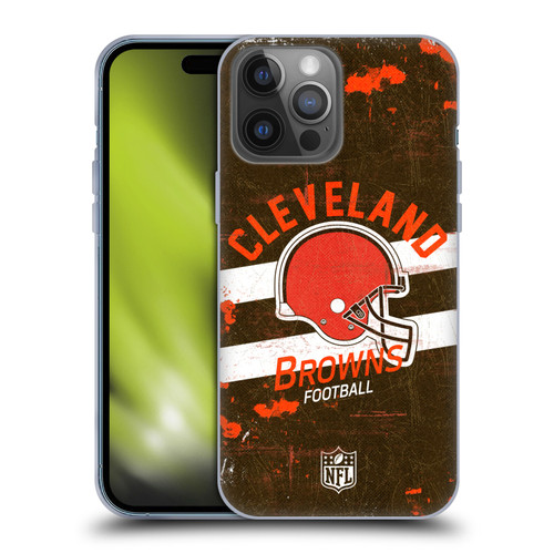NFL Cleveland Browns Logo Art Helmet Distressed Soft Gel Case for Apple iPhone 14 Pro Max