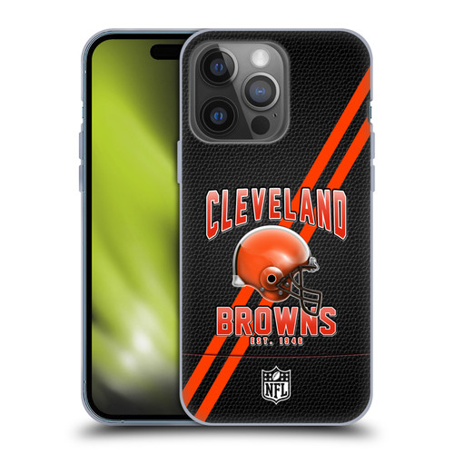 NFL Cleveland Browns Logo Art Football Stripes Soft Gel Case for Apple iPhone 14 Pro